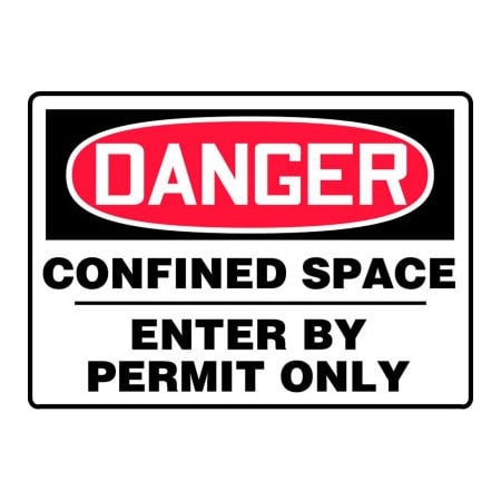 Accuform Accuform Danger Sign, Confined Space Enter By Permit Only, 14inW x 10inH, Plastic MCSP001VP